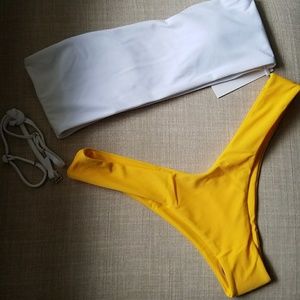 SOLD White & Tangerine Bikini Set